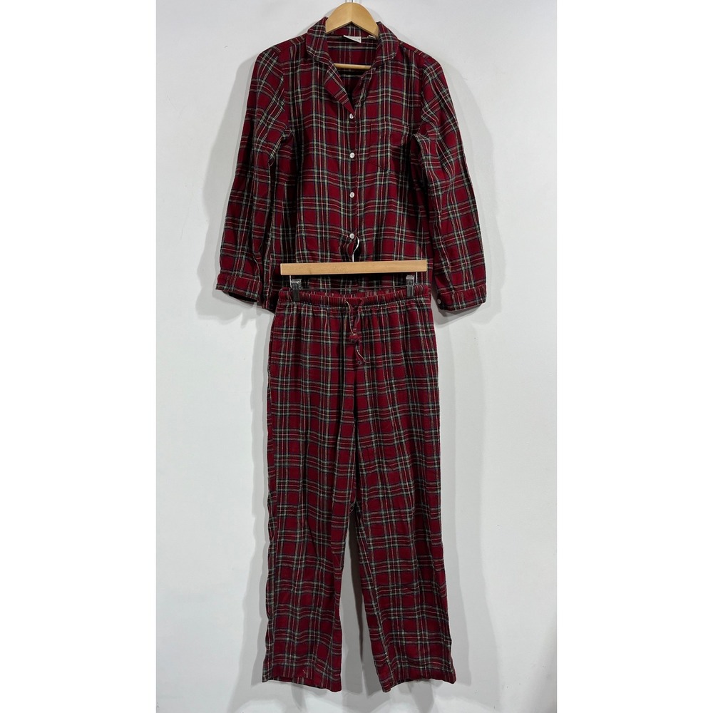 L.L. Bean Heritage Flannel Pajama Set Womens Small Red Plaid Tartan 2 Piece
